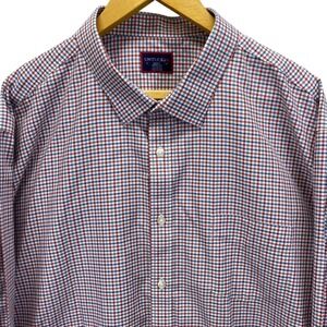 UNTUCKit Mens XXXLC Red White Blue Check Cotton Long Sleeve Button Up Shirt